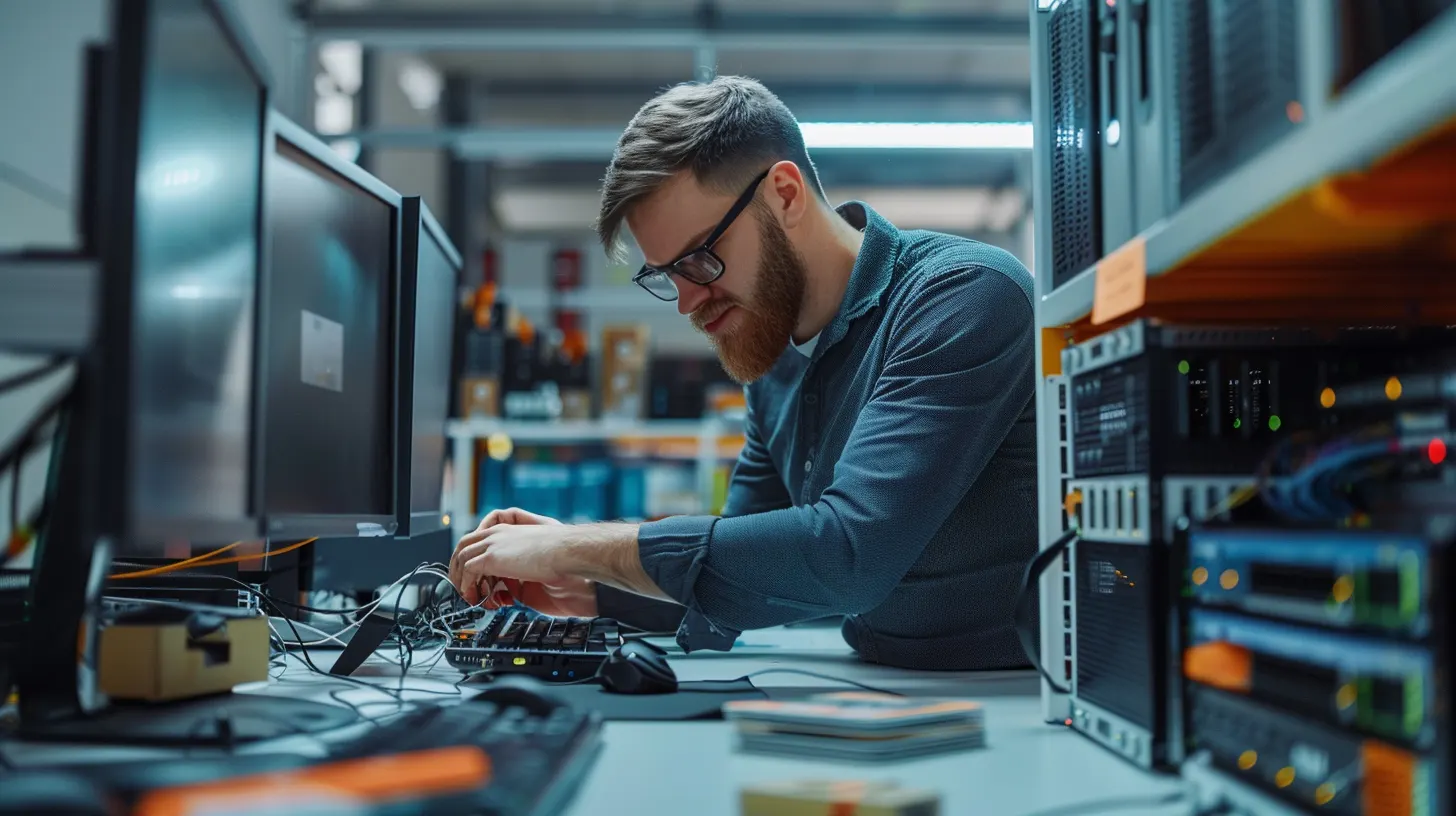 Técnico a configurar equipamento empresarial